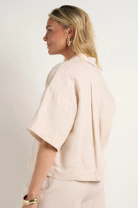 Meander Cream Linen Boxy SS Shirt