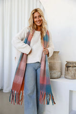 Load image into Gallery viewer, Wrap Scarf - Coral Aqua
