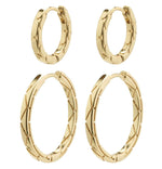 Load image into Gallery viewer, Blossom Recycled Hoop Earrings 2-In-1 Set - Gold Plated
