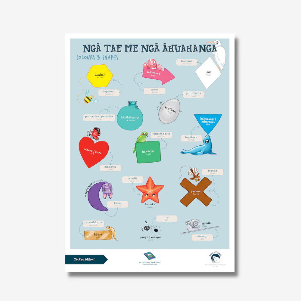 Illustrated Publishing Poster A3 - Colours & Shapes - Te Reo Māori