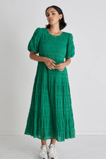 Load image into Gallery viewer, Graceful Bubble Sleeve maxi dress Green
