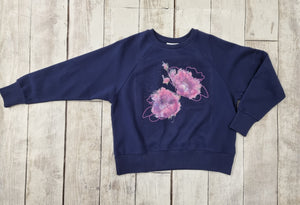 Lynette Navy Sweater with Lavender Flowers