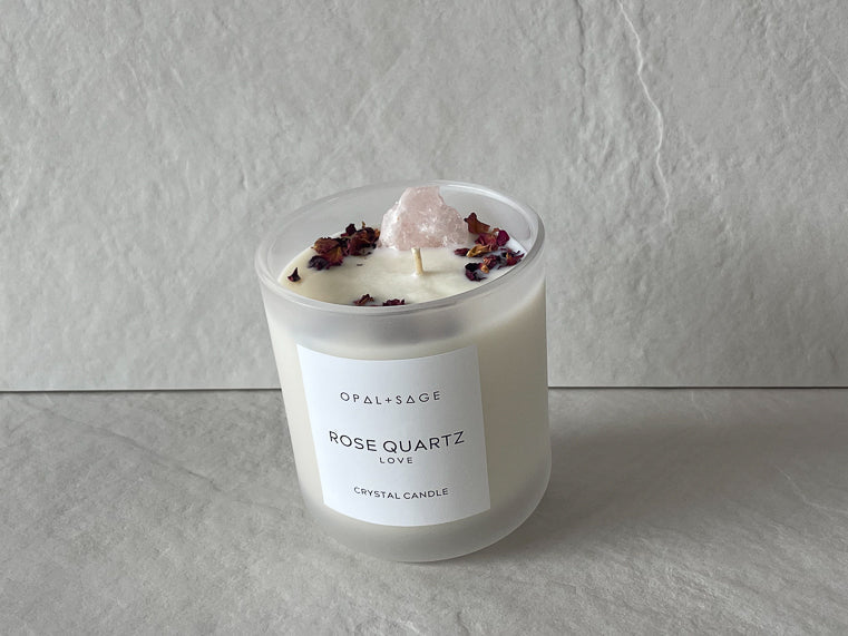 Rose Quartz Crystal Candle | Love