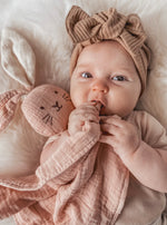 Load image into Gallery viewer, Organic Muslin Bunny Lovey Blush with Milk ears
