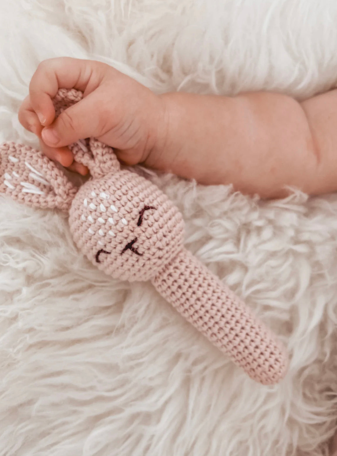 Crochet Bunny Rattle Blush